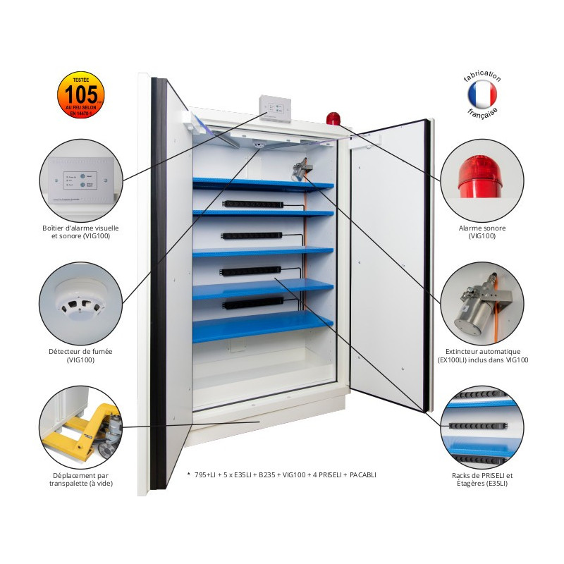 Armoire batteries Lithium coupe feu 105 min Armoire batteries Lithium coupe feu 105 min