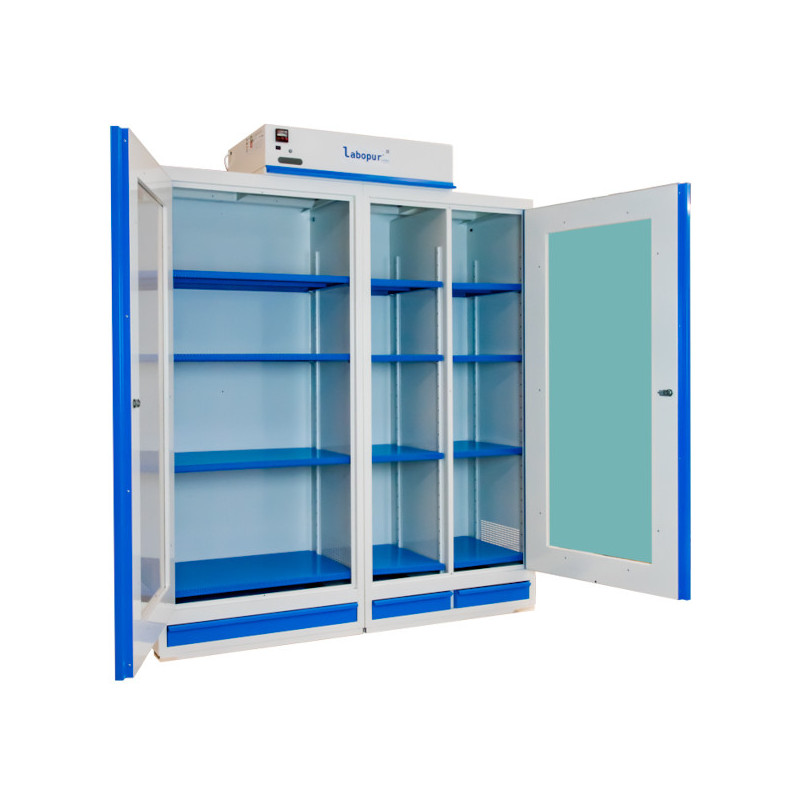 Armoire de sécurité vitrée produits dangereux 2 portes 3 compartiments Armoire de sécurité vitrée produits dangereux 2 portes 3 compartiments