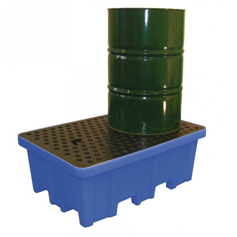 Bac de rétention polyéthylène 2 futs avec caillebotis Acier Bac de rétention polyéthylène 2 futs avec caillebotis Acier